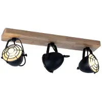 Etc-shop LED Deckenlampe, Metall Holz, schwarz, Spots verstellbar, L 59 cm