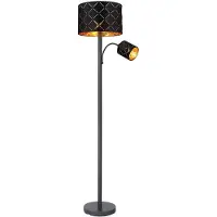 Globo Stehleuchte, Flexo Leselampe, schwarz gold, H 162 cm
