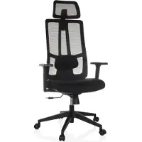 Hjh OFFICE Profi Bürostuhl TRAMORE Ergonomischer Schreibtischstuhl mit Armlehnen Stoff / Netzstoff Schwarz Drehstuhl für Büro, Zuhause