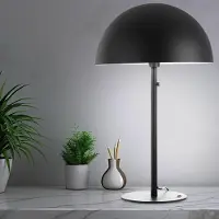 Nowa LED Retro Tischleuchte, Pilzdesign Metall grau, H 73 cm