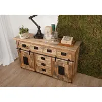 MASSIVMOEBEL24.DE MASSIVMOEBEL24 Sideboard Mango 150x45x90 natur lackiert RAILWAY #119