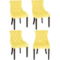 CLP 4er Set Esszimmerstuhl Aberdeen Samt Antikes Design mit Gestell aus Kautschukho gelb Gestell Farbe antik