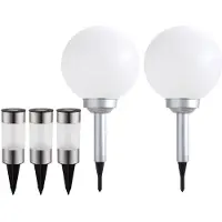 Etc-shop 5x Solarlampe, Kugel, Erdspieß, Akku, IP44