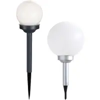 Etc-shop 2er Set LED Solarleuchten, Kugel weiß, Erdspieß, D 10/15 cm