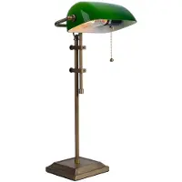 Globo Bankerlampe Tischlampe, grün, messing, höhenverstellbar, H 56 cm