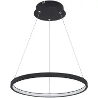 Globo LED Hängeleuchte, Ring-Design, schwarz-matt, opal, 38,5 cm