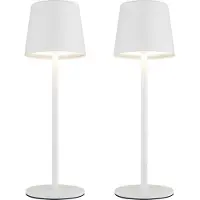 Globo Lighting 2er Set LED Außen-Tischleuchte, weiß, Akku, Touchdimmer, H 28 cm