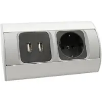 Kalb Material für Möbel kalb | 2-fach Ecksteckdosenleiste, 1x 230V Steckdose & 2x USB Anschluss