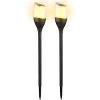 Globo Lighting 2er Set LED Solarleuchte, Fackel, Erdspieß, Feuereffekt H 64,5 cm