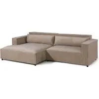 LIVORA MASSIVMOEBEL24.DE Ecksofa Ottomane links Cord Velours 266x150x80 beige FINN