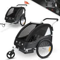 Kesser Kinderanhänger Fahrradanhänger Sport-RX 2in1 Jogger, 360°-Vorderrad, für 1-2 Kinder