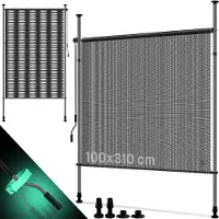 Kesser Klemmmarkise Senkrechtmarkise außen Ausziehbar & Blickdicht | Vertikalmarkise mit Handkurbel ohne Bohren | Balkon-Sichtschutz & Windschutz für Garten & Terrasse Wasserfest