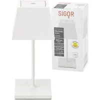 Sigor Nuindie mini LED Akku Tischleuchte Außentischleuchte IP54 weiß eckig Tischlampe