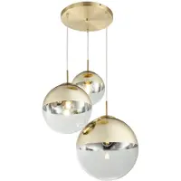 Globo Hängelampe Gold, 3 Glas Kugeln, 20 - 25 - 30 cm