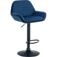 CLP Barhocker Braga Samtbezug mit Metallgestell, höhenverstellbar und drehbar blau Gestell Farbe schwarz