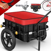 Kesser Fahrradanhänger Lastenanhänger Handwagen mit Kupplung Hochdeichsel für Fahrrad Transportanhänger Transportbox mit 70 Liter Volumen Max. 60kg für Fahrräder mit 26'' - 28''