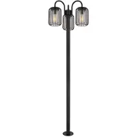 Globo Stehleuchte, IP44, Edelstahl, schwarz, 3 flammig, H 180cm