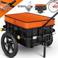 Kesser Fahrradanhänger Lastenanhänger Handwagen mit Kupplung Hochdeichsel für Fahrrad Transportanhänger Transportbox mit 70 Liter Volumen Max. 60kg für Fahrräder mit 26'' - 28''