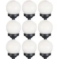 Etc-shop 9er Set LED Solarkugel weiß, Erdspieß, DxH 10x38 cm