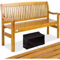 Kesser Gartenbank Holz Holzbank wetterfest | Für 3 bis 4 Personen | Parkbank aus Massivholz | Sitzbank 320 kg belastbar | Balkonbank Bank für Balkon Terrasse & Garten inkl. Cover