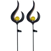 Globo 2er Set LED Solarleuchten, Glas, bronze, H 90 cm