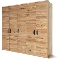 MASSIVMOEBEL24.DE MASSIVMOEBEL24 Kleiderschrank 5-türig Wildeiche 242x60x219 natur geölt HALMSTAD #100