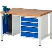 RAU Werkbank höhenverstellbar 8185A1, B1250xT900xH840-1040mm, 4x Schublade-TA, SSKL