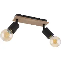 Globo Deckenleuchte, beweglich, Holz, schwarz matt, braun, L 31 cm