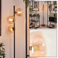 Hofstein Garaguso Stehlampe aus Metall/Glas in Schwarz/Bernstein/Klar