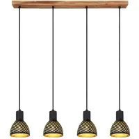 Globo Lighting LED Hängelampe, Metall schwarz gold, Holzoptik, H 120 cm