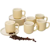 Ritzenhoff & Breker Ritzenhoff 6er Set Jasper Espressotassen mit Untertassen Vanille für 6 Personen