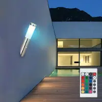 Etc-shop RGB LED Wandlampe, Edelstahl, Bewegungsmelder, H 40 cm