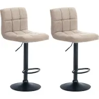 CLP 2er Set Barhocker Calma Stoff drehbar und höhenverstellbar creme Material Gestell Metall matt schwarz