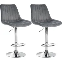 CLP 2er Set Barhocker Toni Samt drehbar und stufenlos höhenverstellbar | Farbe dunkelgrau Material Gestell Metall in Chromoptik