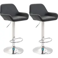 CLP 2er Set Barhocker Braga Kunstleder drehbar und höhenverstellbar | Farbe schwarz Gestell Farbe chrom