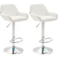 CLP 2er Set Barhocker Braga Kunstleder drehbar und höhenverstellbar weiß Gestell Farbe chrom