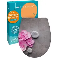 Calmwaters WC Sitz Motiv Wellness Orchidee einfache Montage, Toilettendeckel bis 250 kg, EU, antibakterieller Duroplast, Absenkautomatik, 2 Montage Optionen, abnehmbar, Klobrille, oval