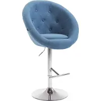 CLP Barhocker London V2 Stoff drehbar und höhenverstellbar - blau Gestell Farbe chrom