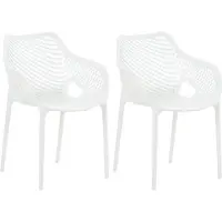 CLP Gartenstuhl Air XL 2er Set - Modernes Design, Kunststoff, Wetterfest, Stapelbar weiß