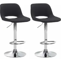 CLP 2er Set Barhocker Camden Stoff drehbar und höhenverstellbar schwarz Material Gestell Metall in Chromoptik