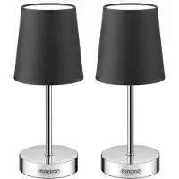Monzana Nachttischlampe 2er Set 32cm Stoff Grau Taupe Anthrazit Weiß Wohnzimmer Schlafzimmer Lampe Leuchte Tischlampe Nachttischleuchte Tischleuchte
