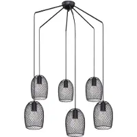 Globo Hängeleuchte, 6-Flammig, Gitter, schwarz, 75 cm