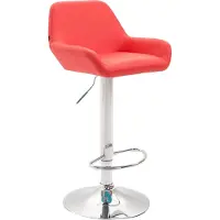 CLP Barhocker Braga Kunstleder drehbar und höhenverstellbar | Farbe rot Gestell Farbe chrom