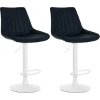 CLP 2er Set Barhocker Toni Kunstleder drehbar und stufenlos höhenverstellbar | Farbe schwarz Material Gestell Metall matt weiss