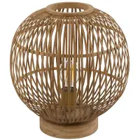 Globo RGB LED Tischleuchte, Bambus-Geflecht, Höhe 33,5 cm