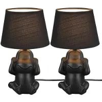 Etc-shop 2x Tischleuchte, Keramik, Textil, schwarz, H 27 cm