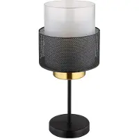 Globo RGB LED Tischlampe, Gitter schwarz, Glas, gold, H 40 cm