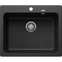 BLANCO NAYA 6, SILGRANIT, schwarz, ohne Ablauffernbedienung, keine Beckenlage, 600 mm Untermaß, Aufsatzwanne, Rechteckig, Silgranit, Schwarz, 1 Becken, Rechteckig
