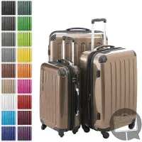 Hauptstadtkoffer - Alex - Kofferset 3 Größen Hartschalenkoffer Trolleys erweiterbar, 4 Rollen, Hartschale glänzend Reisekoffer Set, expandable travel luggage,Champagner