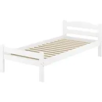 Erst-Holz Weißes Einzelbett Buche massiv 90x200 Bettgestell und wählbare Ausstattung V-60.45-09WRollrost inkl.